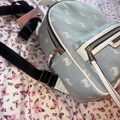 New White Blue Juicy Couture Mini Backpack Denim MSRP $99 Gothic