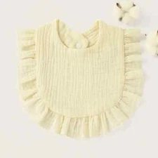 Newborn Baby Ruffled Bib Beige New Ships next day