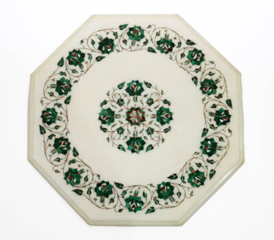 18'' Marble Table Top Handmade Semi precious stones floral Art