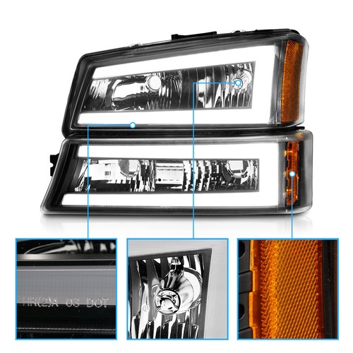 Faros negros barra LED para Chevy Silverado 1500 2500 3500/Avalanche 2003-2007 - Imagen 7 de 12