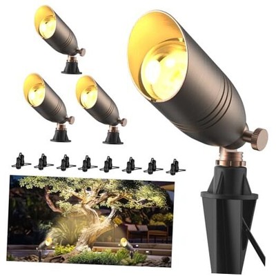  12V Low Voltage Brass Landscape Spotlights, 4-pack(Bulb Not Included)