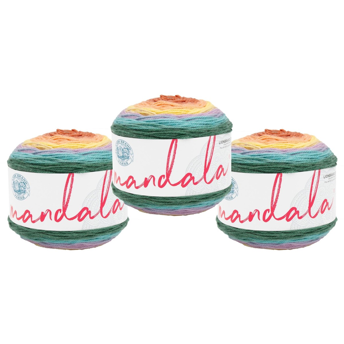 3 Pack) Lion Brand Yarn 525-267F Mandala Multicolor DK Yarn, Doxy