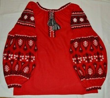 Embroidered Etnic Ukrainian Blouse women red color Sorochka Vyshyvanka Tradition