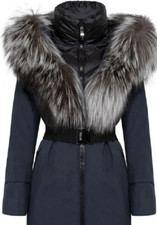 New Post Card $1950 Silver Fox Trim Grey Down Jacket Parka Italy Size 42 (6)