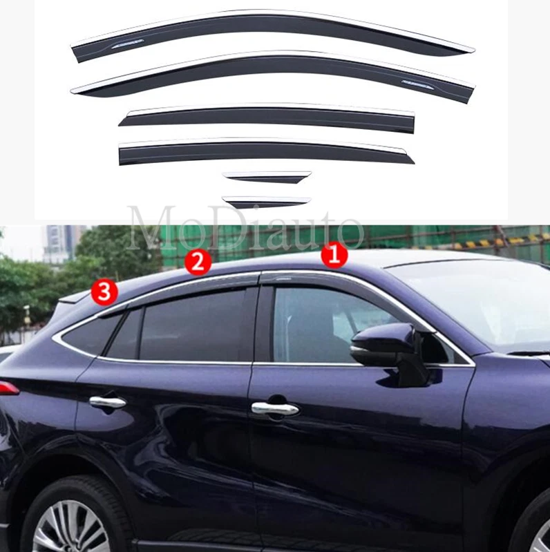Protector de lluvia solar para visera de ventana negro + acero para Toyota Venza 21-23 2024 Foto 4 de 4