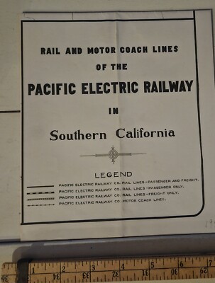ORIG 1944 Pacific Electric Railway BUS TROLLEY Los Angeles Vicinity Transit Map 