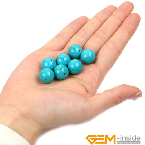 Round Blue Tourquoise Stone Loose Beads For Jewellery Making 15" Wholesale AU - Foto 63 di 70