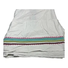 Pottery Barn Kids Coco Dot Crib Toddler Bed Skirt White Multicolor Pattern Trim