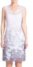 Elie Tahari Holly Neoprene Mesh Cinder Dress Perforated V Neck Laser Cut 2 XS