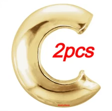 2pcs TINY 3mm OD SOLID 14k Yellow Gold Crimp Bead End Covers Cover USA MADE