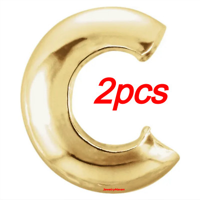 2pcs TINY 3mm OD SOLID 14k Yellow Gold Crimp Bead End Covers Cover USA MADE