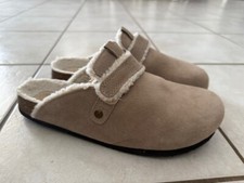 White Mountain Footbeds Benzin Taupe Shearling Lined Slip on Clogs Shoes 10 EUC