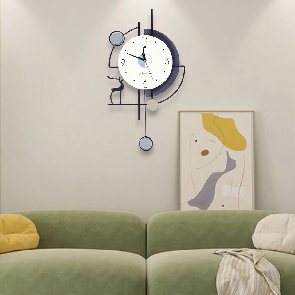 Modern Wall Clock Pendulum Mute Hanging Large Quartz Vintage Living Room Decor | eBay