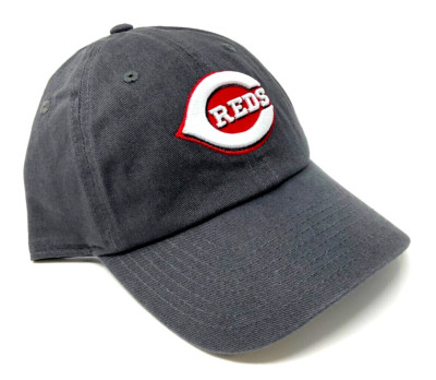MLB CINCINNATI REDS LOGO GREY ADJUSTABLE CURVED BILL BASEBALL SLOUCH HAT CAP NWT