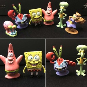 6pcs Set Spongebob Squarepants Fish Tank Aquarium Ornament Cartoon