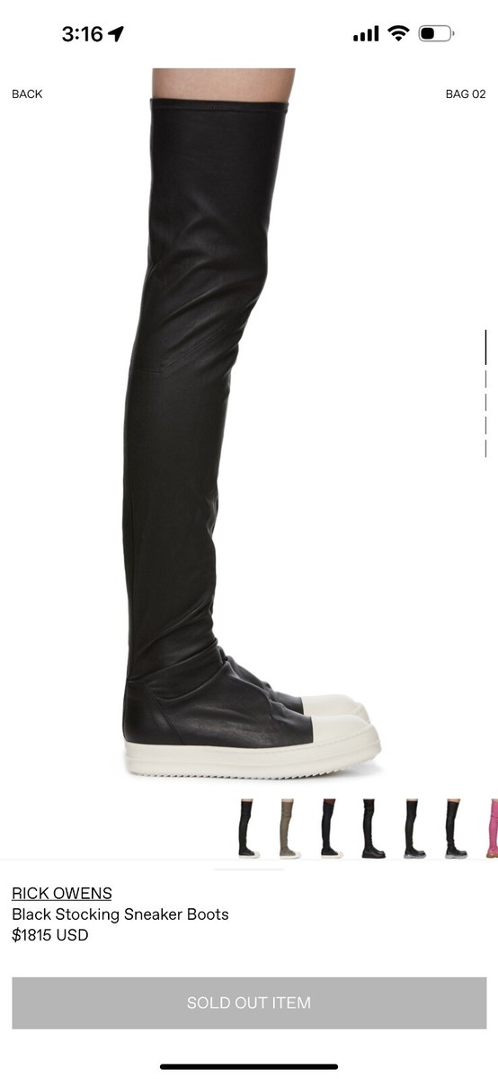 Rick Owens women black stocking sneakers size 7.5, Brand new