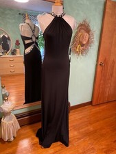Jovani Beyond Black Beaded Prom Evening Special Occasion  Dress size 10 Stretch