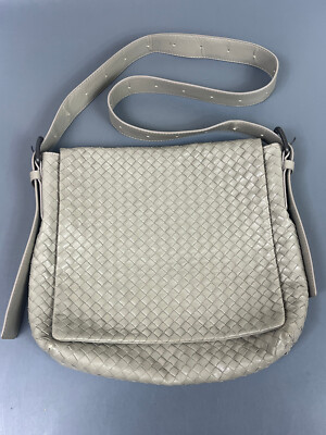 BOTTEGA VENETA Shoulder Bag Crossbody Leather Beige Tan 12'' x 14'' Read