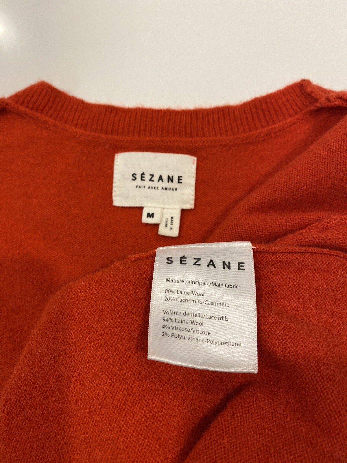 Sezane Andreas Pullover Sweater Medium Ruffled Wo… - image 4