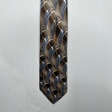 Murano Italia Men’s Necktie 3 ¾” 100% Silk Brown Blue Beige Tie made in USA