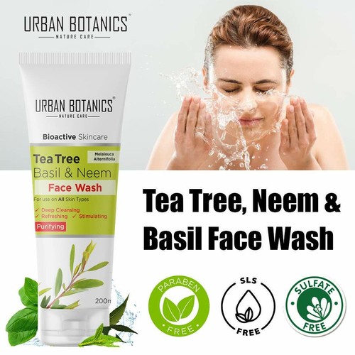 UrbanBotanics®️ Tea Tree, Basil & Purifying Neem Face Wash - Paraben Free- 200ml - Picture 2 of 2