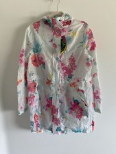 Joules Go Lightly Rain Jacket Compact Breathable Travel Blue Stripe Floral Nwt 8