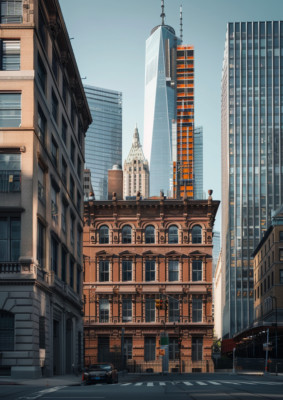 Photos Of New York Downtown Manhattan Street Buildings View Wall Art Print
