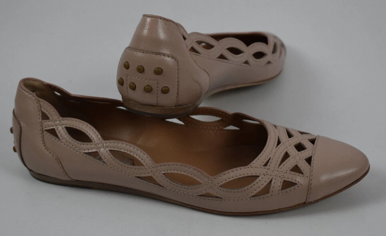 TOD’S Ballerine Tod's taglia 6 blush rosa ritagli orlo berretto a punta Italia 36 EU