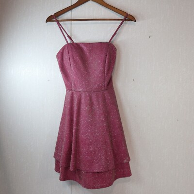 city triangles glitter dress City Triangles Brown Glitter V-Neck High-Low Dress Sz S Y2K Whimsigoth Prom