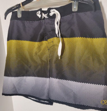 OP Board Shorts Yellow White Black Size 36