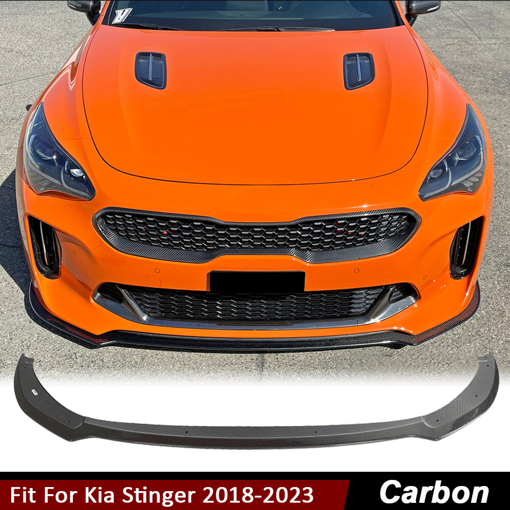 For Kia Stinger K8 2018-2023 REAL CARBON FIBER Front Bumper Lip Spoiler Body Kit