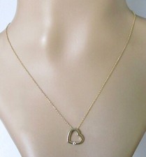 Gold Diamond Necklace - 9ct Gold Diamond Heart Shape Open Pendant & Gold Chain
