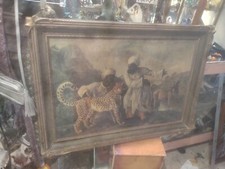 G. STUBB. Cheetah w 2 Indian Attendants and a Stag Antique Print 20