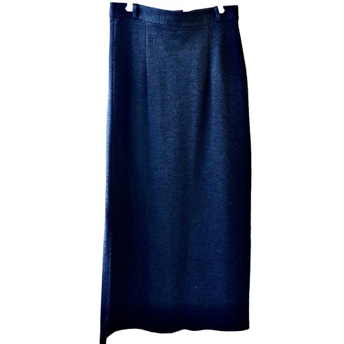 Willi Smith Maxi Skirt Stretch Womens 10 Charcoal Gray Side Slit Vtg 90's USA - Picture 8 of 13