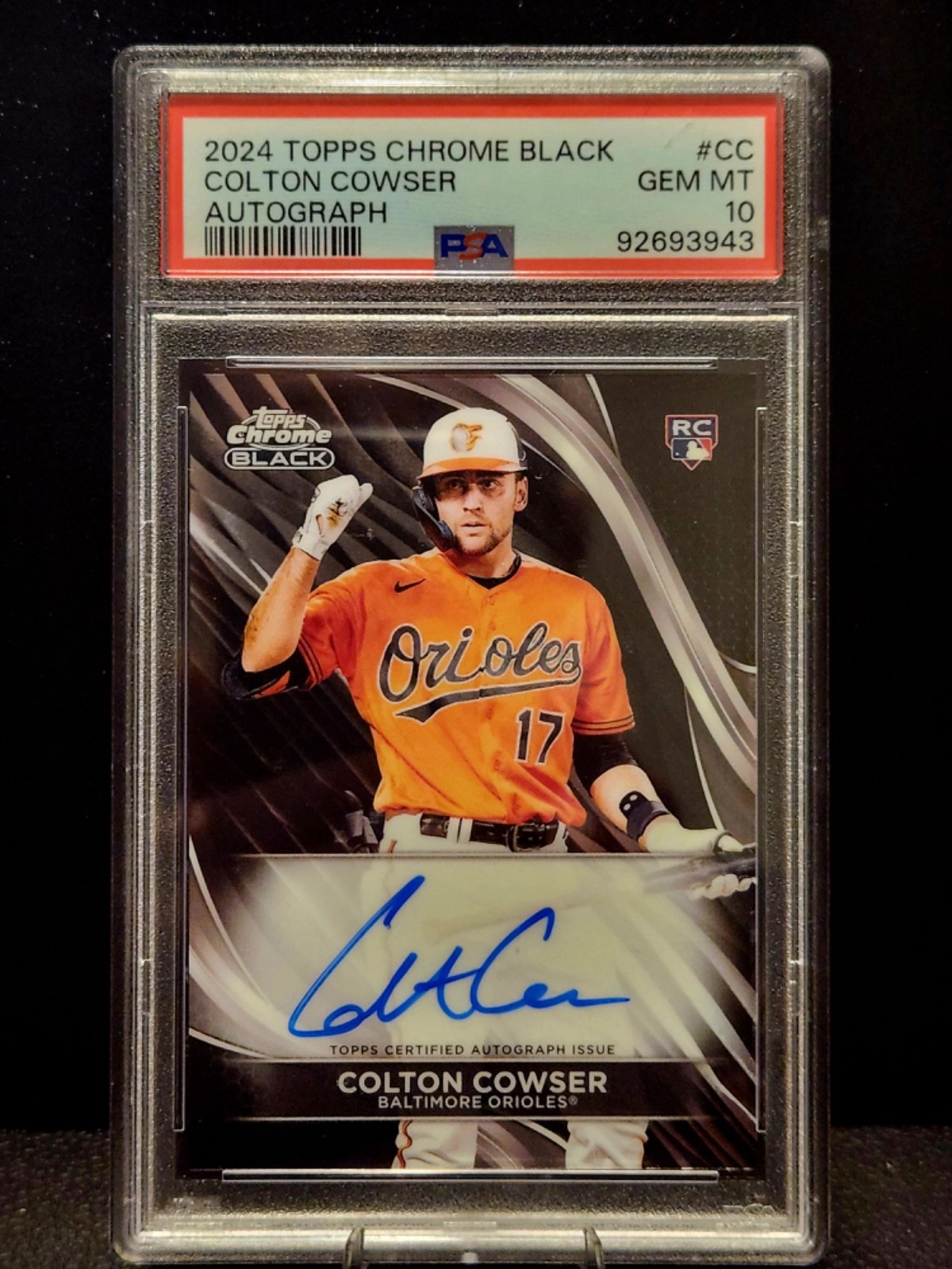 2024 Topps Chrome Black - Autographs Colton Cowser #CBA-CC (AU, RC) PSA 10