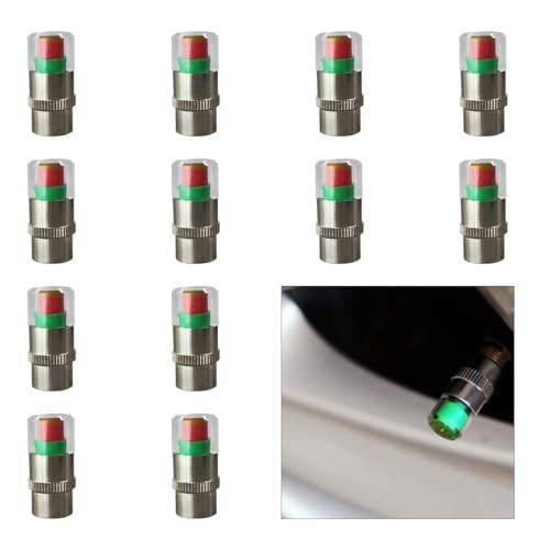 12PCS Car Tire Pressure Monitor Valve Stem Caps, 3-Color Eye Alert Silver-12PCS - Picture 2 of 7