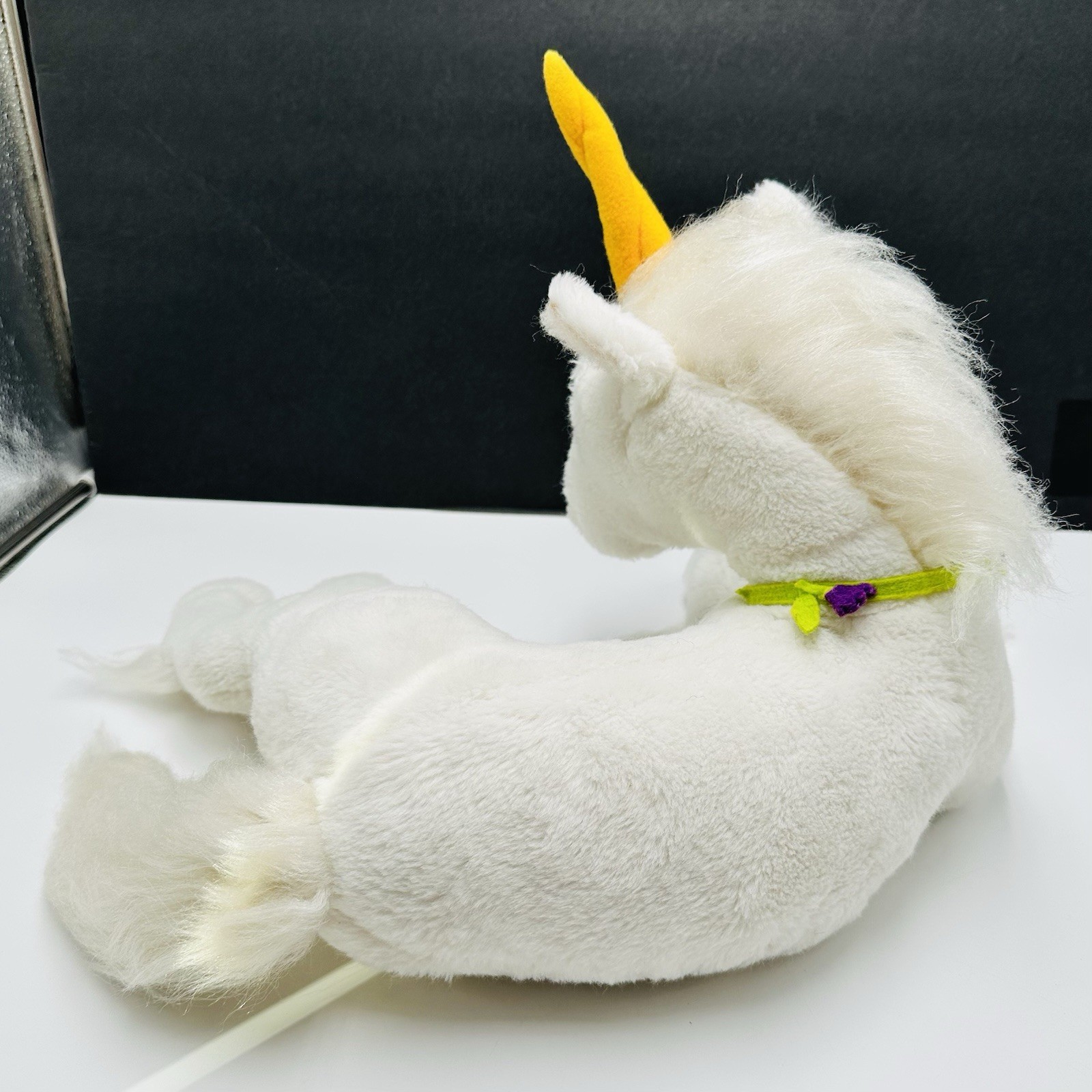 Vintage Dakin Pillow Pets White Unicorn Lying Down Collar 1978 Stuffed Plush 16”