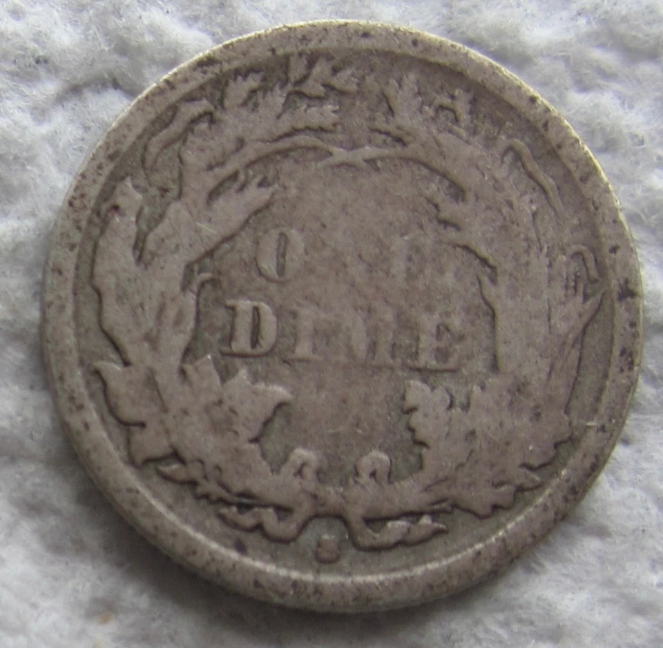 1869-S Seated Liberty Silver Dime Rare Key Date San Francisco Fine VF Cleaned - Image 2 of 4