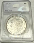 1885-CC Carson City white choice BU Morgan silver dollar. Housed in SEGS plastic