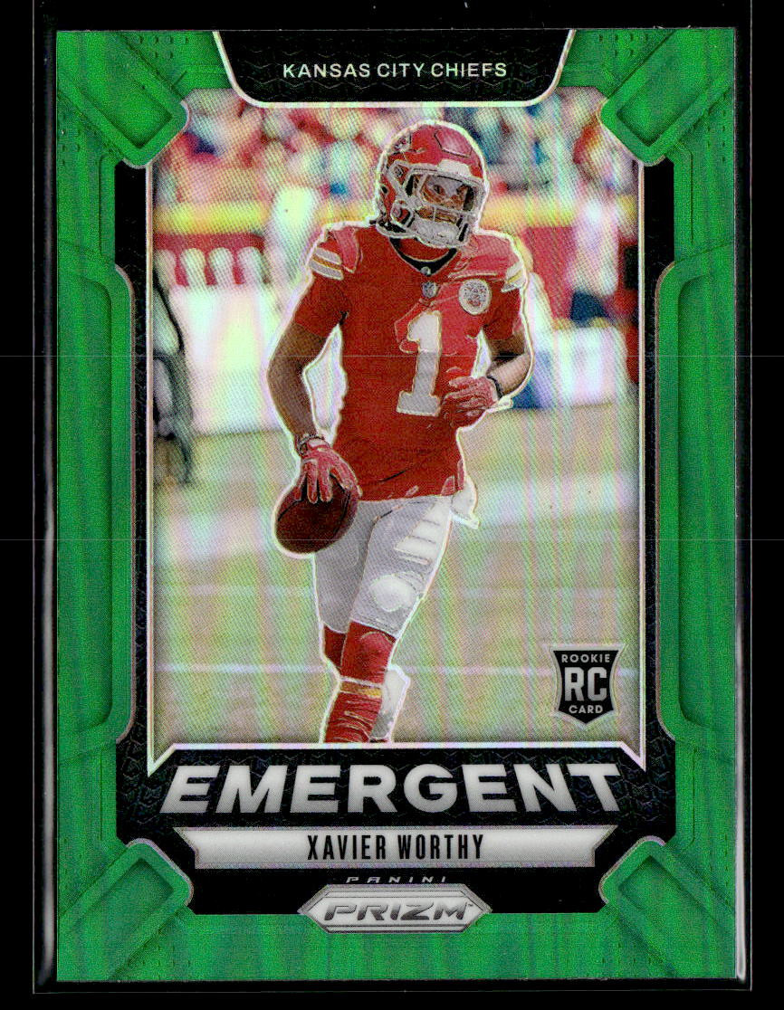2024 Prizm #7 Xavier Worthy Emergent Green Prizm Rookie RC
