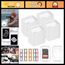 60 Pcs Clear SD Card Holder Case, 72 Labels, Portable Organizer for SDHC SDXC Ca