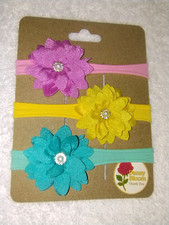 3 Preemie Newborn Toddler Nylon Beautiful Headband Flower Set