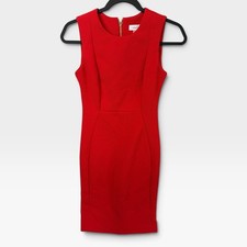 Calvin Klein Red Textured Sleeveless Sheath Dress Gold Zipper Size 2