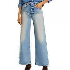 Re/Done High Rise Ankle Wide Leg Jeans in Bellarosa 32 faded cropped button fly