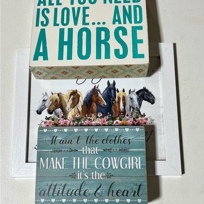 Hobby Lobby Horse-Themed Wall Art Set in Teal and Brown