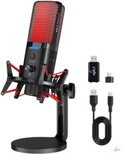 Wireless USB Microphone for iPhone PC - RGB Gaming Mic Wired/Wireless Microph...