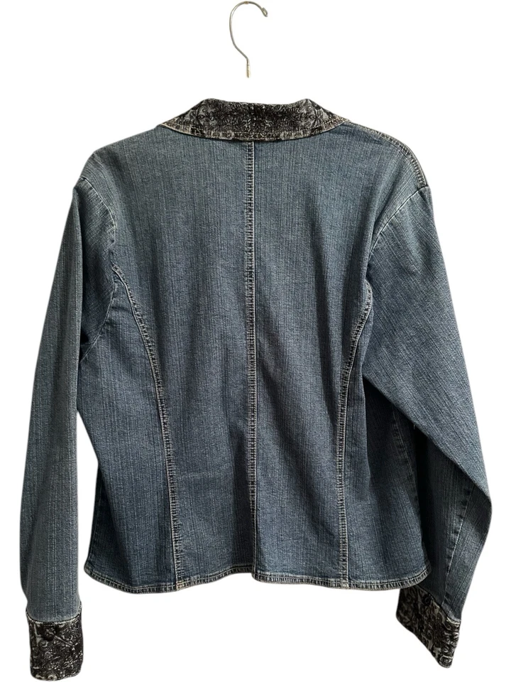 ETHYL винтажный Western джинсовой ткани куртка синий женщин 1 X кнопка длинным рукавом вышитый - Изображение 2 из 4