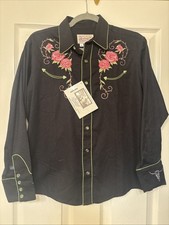 Tru-West Rockmount Ranch Wear Pink Floral Embroidered Western READ DESCRIPTION