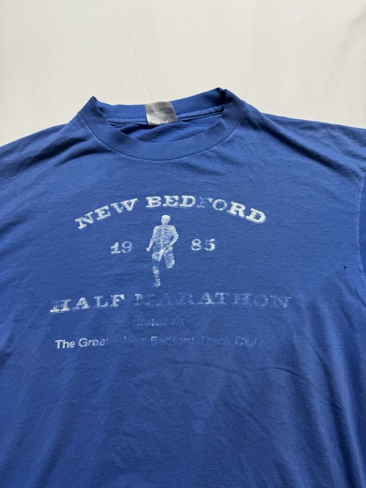 Camiseta vintage 1985 Single Stitch Hanes 50/50 XL nueva media maratón Bedford EE. UU. Foto 4 de 4