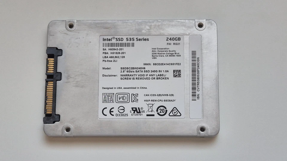 2x 240GB 2.5 inch SSD, Internal for laptop desktop (1x Kingston, 1x Intel) - Image 4 of 4